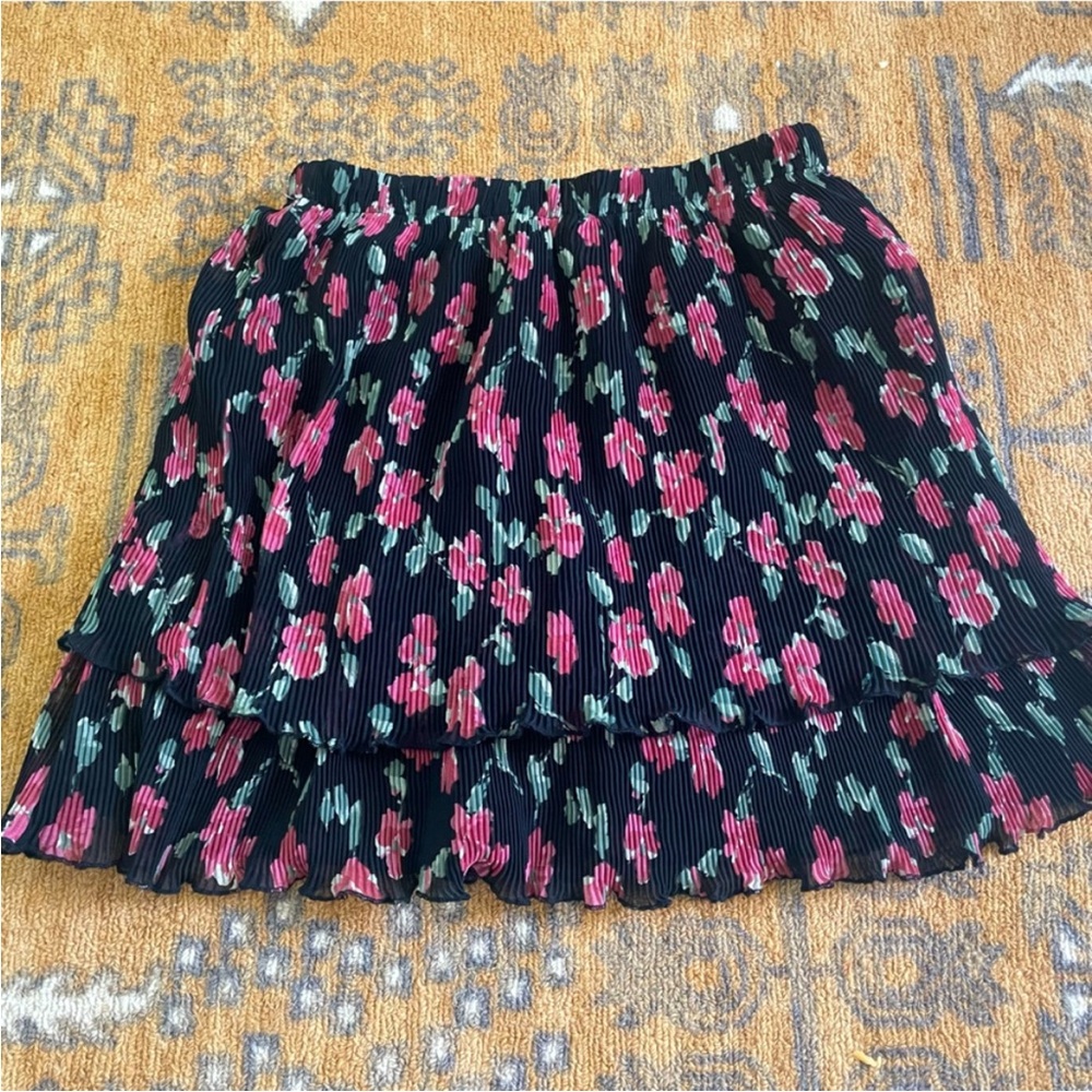 Abercrombie & Fitch Floral Crinkle Chiffon Skort Skirt w/ Shorts 11/12